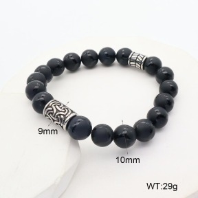 GEB000620aakk-G034  304 SS Black Agate  Stainless Steel Bracelet