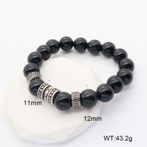 GEB000626bbmi-G034  304 SS Black Agate  Stainless Steel Bracelet