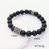 GEB000631aakk-G034  304 SS Black Agate  Stainless Steel Bracelet