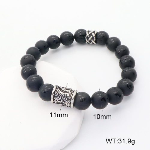 GEB000633aakk-G034  304 SS Black Agate  Stainless Steel Bracelet