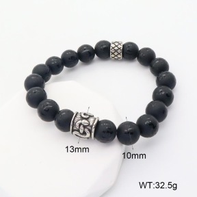 GEB000634aakk-G034  304 SS Black Agate  Stainless Steel Bracelet