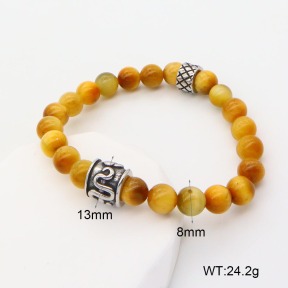 GEB000636aakk-G034  304 SS Gold Tiger Eye  Stainless Steel Bracelet