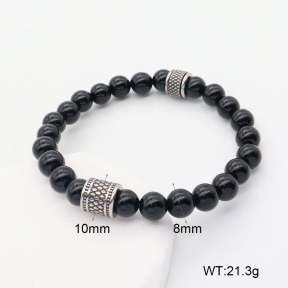 GEB000639aajm-G034  304 SS Black Agate  Stainless Steel Bracelet