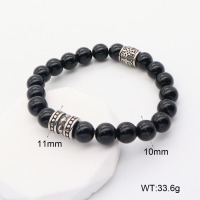 GEB000648abli-G034  304 SS Black Agate  Stainless Steel Bracelet