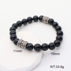 GEB000648abli-G034  304 SS Black Agate  Stainless Steel Bracelet