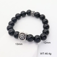 GEB000656aajm-G034  304 SS Black Agate  Stainless Steel Bracelet