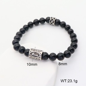 GEB000659aakk-G034  304 SS Black Agate  Stainless Steel Bracelet