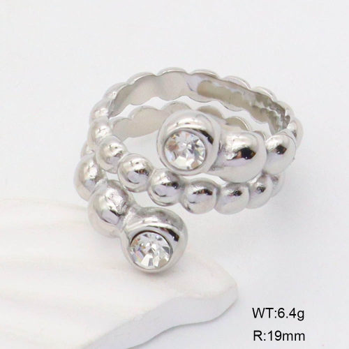 GER001167vhha-066  Czech Stones,Handmade Polished  Stainless Steel Ring