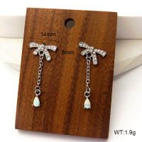 6E4004293vhnv-700  SS 316  Czech Stones & Synthetic Opal ,Handmade Polished  Stainless Steel Earrings