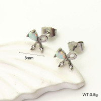 6E4004315ahjb-700  316 SS Czech Stones & Synthetic Opal ,Handmade Polished  Stainless Steel Earrings