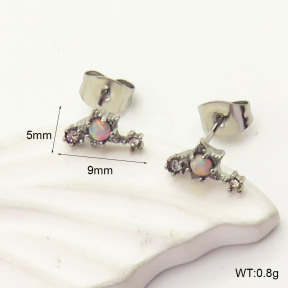 6E4004335ahlv-700  316 SS Czech Stones & Synthetic Opal ,Handmade Polished  Stainless Steel Earrings