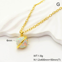 6N4004247vhmv-700  SS 316 Synthetic Opal ,Handmade Polished  Stainless Steel Necklace