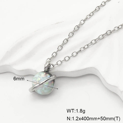 6N4004248ahjb-700  316 SS Synthetic Opal ,Handmade Polished  Stainless Steel Necklace