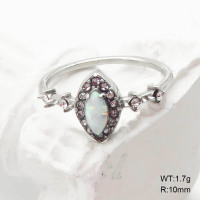 6R4001003ahlv-700  6-8#  SS 316  Czech Stones & Synthetic Opal ,Handmade Polished  Stainless Steel Ring