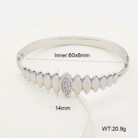 GEB000702ahjb-066  Czech Stones,Handmade Polished  Stainless Steel Bangle  nostock