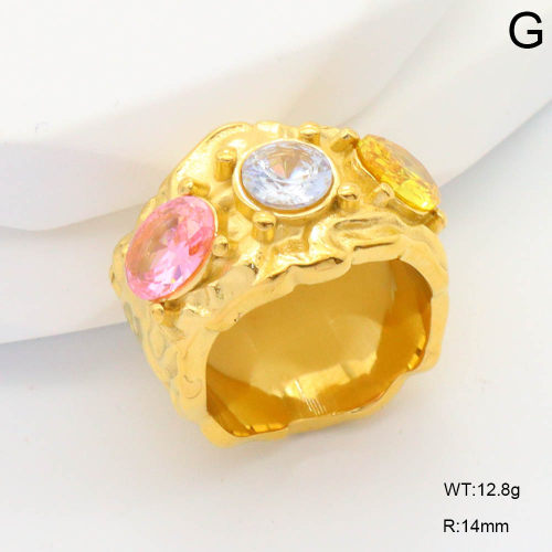 GER001053bhia-066  6-8#  Zircon,Handmade Polished  Stainless Steel Ring