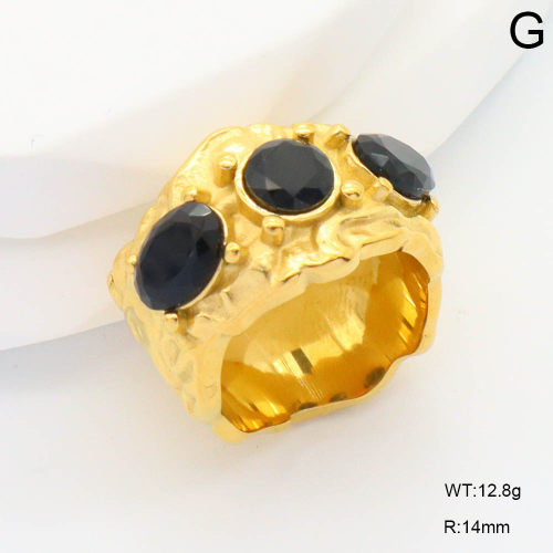 GER001054bhia-066  6-8#  Zircon,Handmade Polished  Stainless Steel Ring