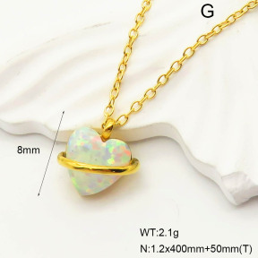 6N4004249vhov-700  316 SS Synthetic Opal ,Handmade Polished  Stainless Steel Necklace