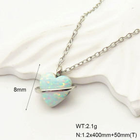 6N4004250ahlv-700  316 SS Synthetic Opal ,Handmade Polished  Stainless Steel Necklace