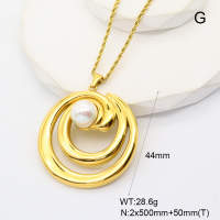 GEN001828vhha-066  Shell Bead,Handmade Polished  Stainless Steel Necklace