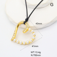 GEN001829bhia-066  Plastic Imitation Pearls & Czech Stones,Handmade Polished  Stainless Steel Necklace