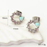 6E4004323ahlv-700  SS 316  Czech Stones & Synthetic Opal ,Handmade Polished  Stainless Steel Earrings