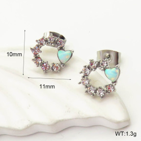 6E4004323ahlv-700  316 SS Czech Stones & Synthetic Opal ,Handmade Polished  Stainless Steel Earrings