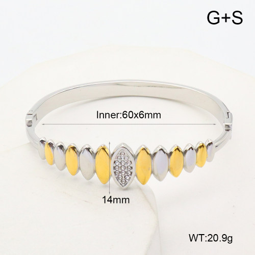 GEB000701vhmv-066  Czech Stones,Handmade Polished  Stainless Steel Bangle