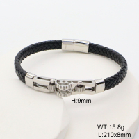 6BA000524vhmv-767  Microfiber Imitation Leather  Stainless Steel Bangle