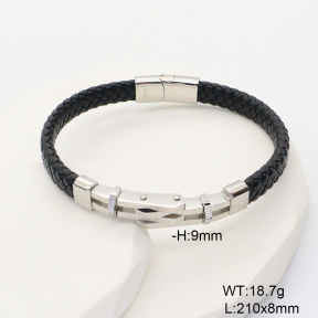 6BA000525vhmv-767  Microfiber Imitation Leather  Stainless Steel Bangle