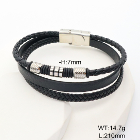 6BA000527vhnv-767  Microfiber Imitation Leather  Stainless Steel Bangle