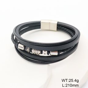 6BA000528vhnv-767  Microfiber Imitation Leather  Stainless Steel Bangle