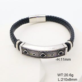 6BA000530ahlv-767  Microfiber Imitation Leather  Stainless Steel Bangle