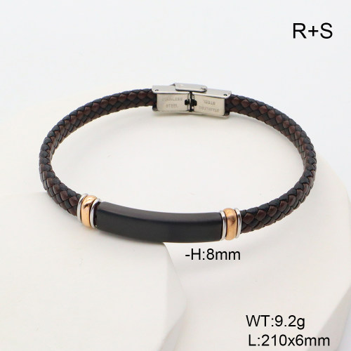 6BA000531ahjb-767  Microfiber Imitation Leather  Stainless Steel Bangle