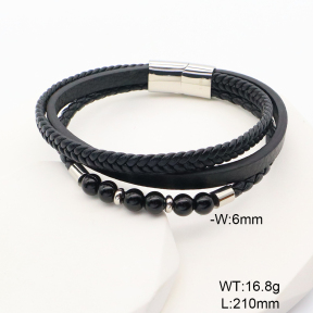 6BA000537vhnv-767  Microfiber Imitation Leather  Stainless Steel Bangle