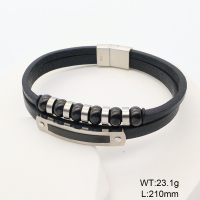 6BA000541vhnv-767  Microfiber Imitation Leather  Stainless Steel Bangle