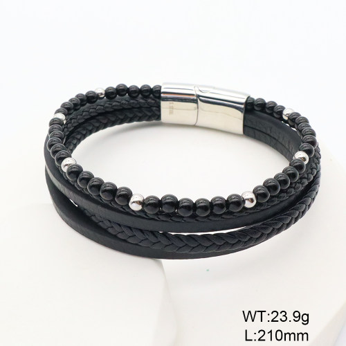 6BA000542vhnv-767  Microfiber Imitation Leather  Stainless Steel Bangle