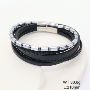 6BA000543vhml-767  Microfiber Imitation Leather  Stainless Steel Bangle