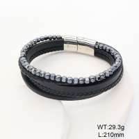 6BA000545vhml-767  Microfiber Imitation Leather  Stainless Steel Bangle