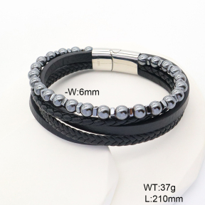 6BA000546vhml-767  Microfiber Imitation Leather  Stainless Steel Bangle