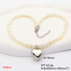 6N3001718vhov-908  Shell Beads  Stainless Steel Necklace