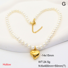 6N3001721vhpl-908  Shell Beads  Stainless Steel Necklace