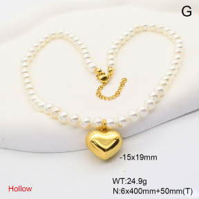 6N3001723vhpl-908  Shell Beads  Stainless Steel Necklace