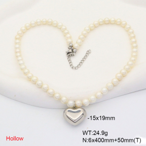 6N3001724vhov-908  Shell Beads  Stainless Steel Necklace