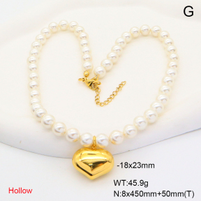 6N3001735bihl-908  Shell Beads  Stainless Steel Necklace