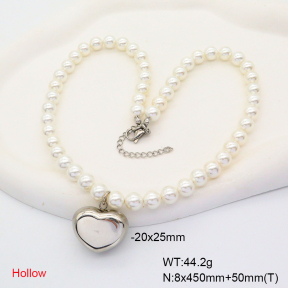 6N3001740aivb-908  Shell Beads  Stainless Steel Necklace