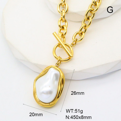 GEN001827vhkb-066  Resin Imitation Pearls,Handmade Polished  Stainless Steel Necklace