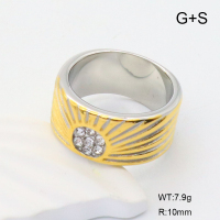 GER001213bhia-066  6-8#  Czech Stones,Handmade Polished  Stainless Steel Ring