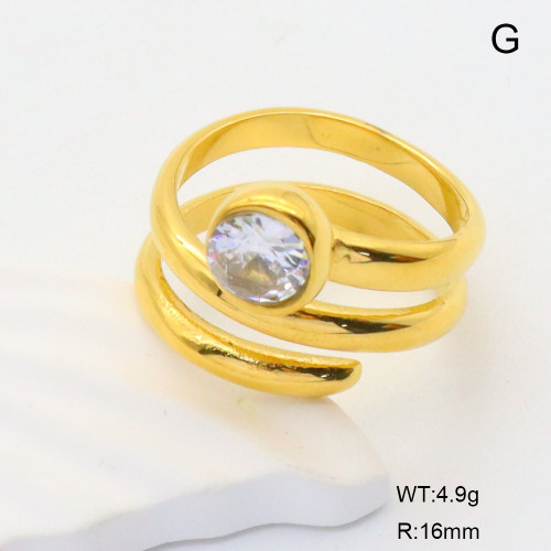 GER001214bhia-066  6-8#  Zircon,Handmade Polished  Stainless Steel Ring