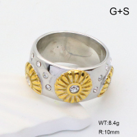 GER001233ahjb-066  6-8#  Czech Stones,Handmade Polished  Stainless Steel Ring